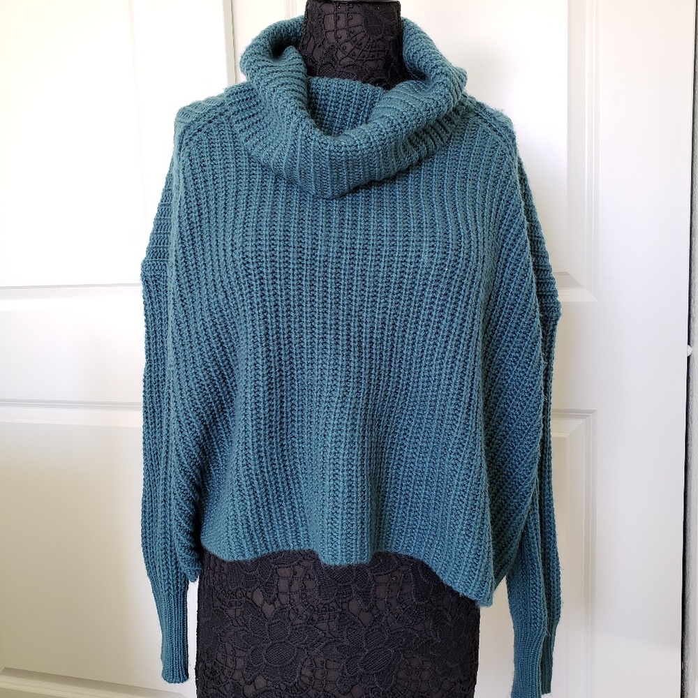 Mossimo Supply Co Teal Cowl Neck Knit Sweater